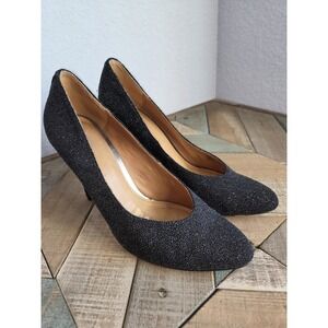 Coach Black Urban Glitter Leather Pump Womens Size 11 Formal Logo Night Sky